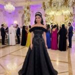 فستان سهرة طويل بتصميم راقي كلوش فاخر بتطريز أنيق