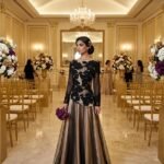 فستان سهرة طويل بتصميم راقي كلوش فاخر بتطريز أنيق
