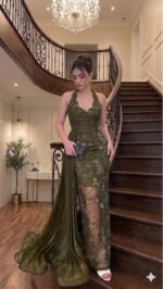 ⁦فستان مناسبات بتصميم أنثوي راقي بتطريز أنيق بلمسات لامعة⁩ - الصورة ⁦11⁩