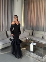 ⁦فستان سهرة طويل بتصميم راقي كلوش فاخر بتطريز أنيق⁩ - الصورة ⁦10⁩