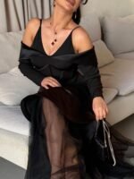 ⁦فستان سهرة طويل بتصميم راقي كلوش فاخر بتطريز أنيق⁩ - الصورة ⁦8⁩