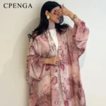 ⁦عباية نسائية شيفون مفتوحة طويلة⁩ - الصورة ⁦2⁩