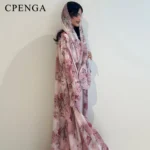 ⁦عباية نسائية شيفون مفتوحة طويلة⁩ - الصورة ⁦3⁩