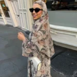 قفطان نسائي مطبوعة مفتوحة طويلة لرمضان