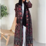 جلابية نسائية مطوية مطبوعة طويلة