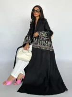 جلابية نسائية مطرزة قفطان طويلة لرمضان