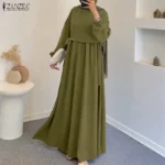 ⁦فستان نسائي مطوية طويلة⁩ - الصورة ⁦2⁩