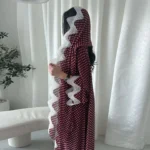 ⁦جلابية نسائية منقطة مفتوحة طويلة لرمضان⁩ - الصورة ⁦4⁩