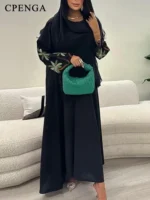 ⁦قفطان نسائي مطرزة سادة لرمضان⁩ - الصورة ⁦5⁩