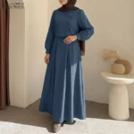 ⁦قفطان نسائي مطوية من قطعتين طويلة لرمضان⁩ - الصورة ⁦4⁩