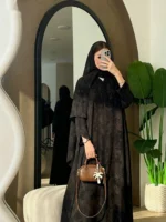 ⁦عباية نسائية مطبوعة فضفاضة طويلة⁩ - الصورة ⁦4⁩