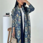 جلابية نسائية مطوية مطبوعة طويلة