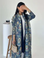 جلابية نسائية مطوية مطبوعة طويلة