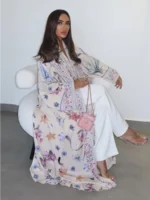 ⁦جلابية نسائية مفتوحة بأكمام طويلة لرمضان⁩ - الصورة ⁦4⁩