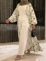 ⁦عباية نسائية مطبوعة فضفاضة⁩ - الصورة ⁦3⁩