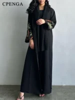 ⁦قفطان نسائي مطرزة سادة لرمضان⁩ - الصورة ⁦3⁩