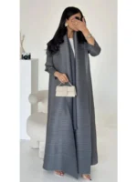⁦جلابية نسائية مطوية مطبوعة طويلة⁩ - الصورة ⁦4⁩