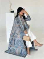 ⁦جلابية نسائية مطوية مفتوحة طويلة⁩ - الصورة ⁦6⁩