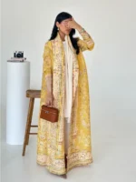 ⁦جلابية نسائية مطوية مفتوحة طويلة⁩ - الصورة ⁦4⁩
