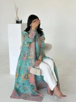⁦جلابية نسائية مطوية مفتوحة طويلة⁩ - الصورة ⁦5⁩