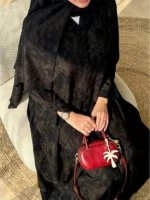 ⁦عباية نسائية مطبوعة فضفاضة طويلة⁩ - الصورة ⁦2⁩
