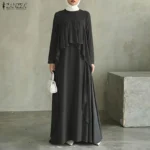 ⁦قفطان نسائي فضفاضة سادة طويلة لرمضان⁩ - الصورة ⁦5⁩