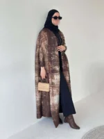 ⁦جلابية نسائية مطوية مطبوعة طويلة⁩ - الصورة ⁦6⁩